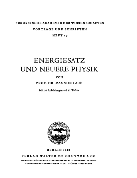 Cover image for book Energiesatz und neuere Physik