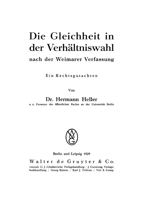 Cover image for book Die Gleichheit in der Verhältniswahl nach der Weimarer Verfassung