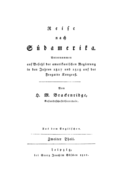 Cover image for book H. M. Brackenridge: Reise nach Südamerika. Teil 2