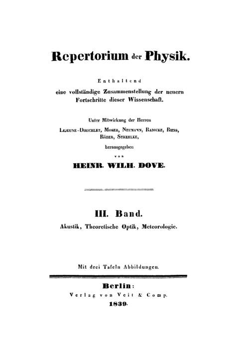 Cover image for book Akustik, Theoretische Optik, Meteorologie
