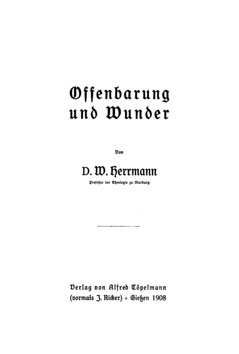 Cover image for book Offenbarung und Wunder