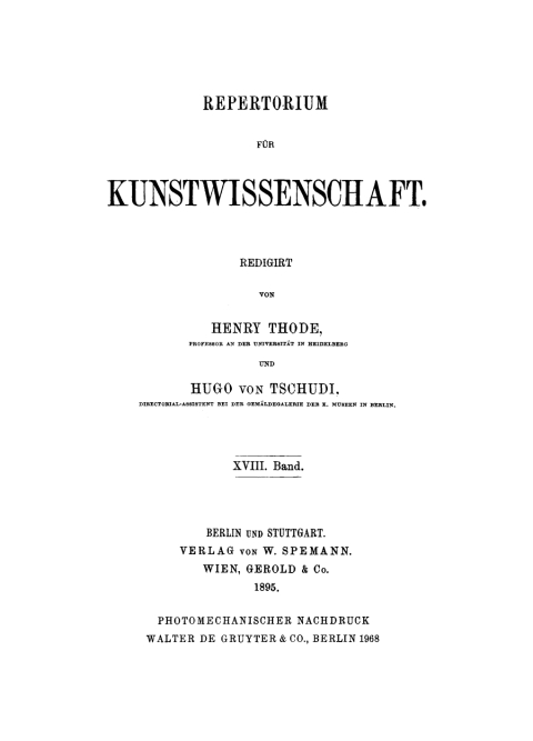 Cover image for book Repertorium für Kunstwissenschaft. Band 18
