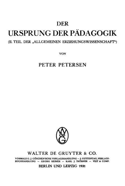 Cover image for book Der Ursprung der Pädagogik