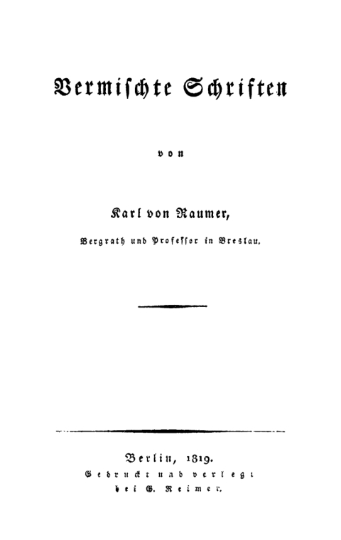Cover image for book Karl von Raumer: Vermischte Schriften. Teil 1