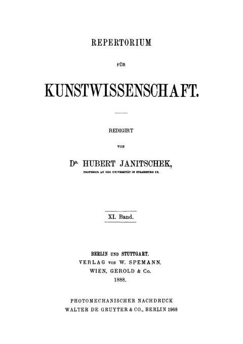 Cover image for book Repertorium für Kunstwissenschaft. Band 11