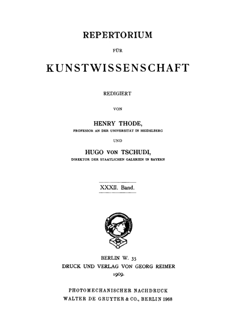 Cover image for book Repertorium für Kunstwissenschaft. Band 32