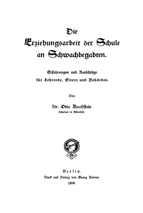 Cover image for book Die Erziehungsarbeit der Schule an Schwachbegabten
