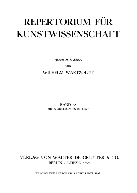 Cover image for book Repertorium für Kunstwissenschaft. Band 48