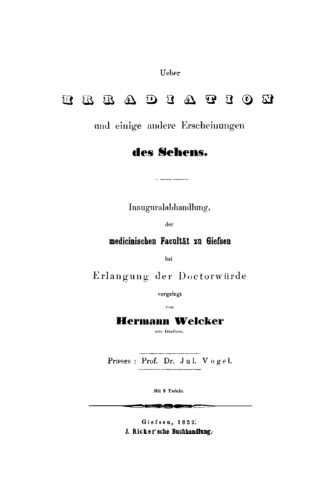 Cover image for book Ueber Irradiation und einige andere Erscheinungen des Sehens