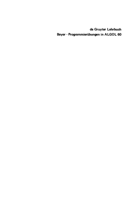 Cover image for book Programmierübungen in ALGOL 60