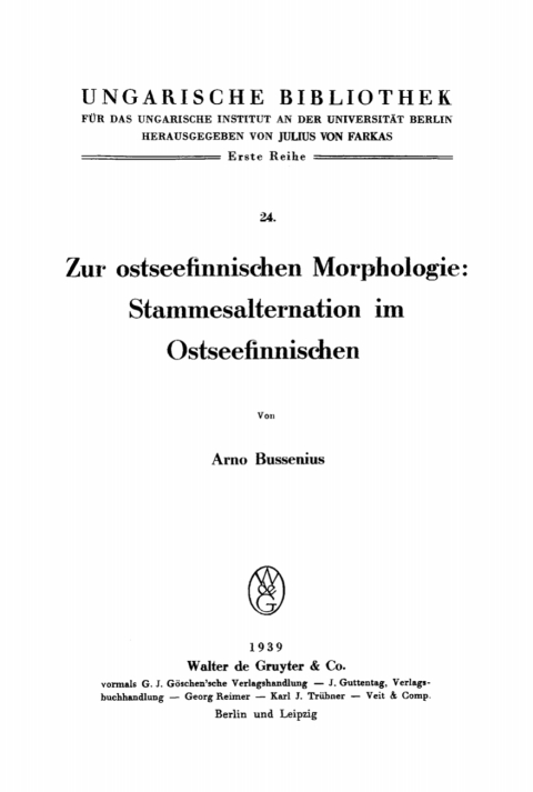 Cover image for book Zur ostseefinnischen Morphologie