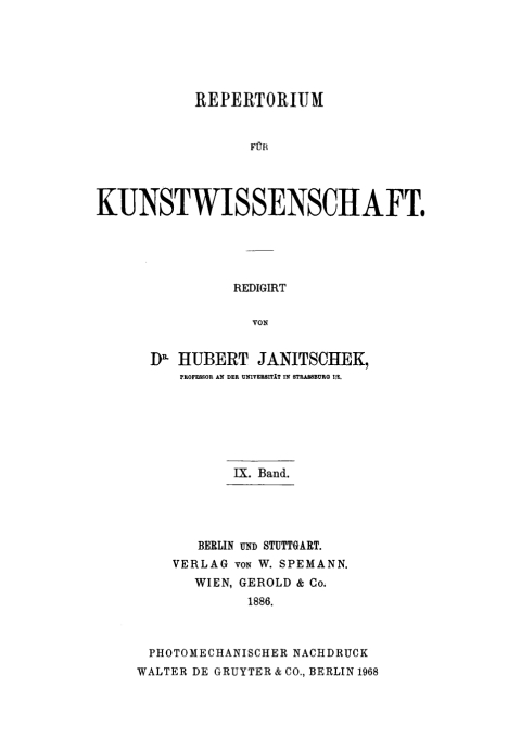 Cover image for book Repertorium für Kunstwissenschaft. Band 9
