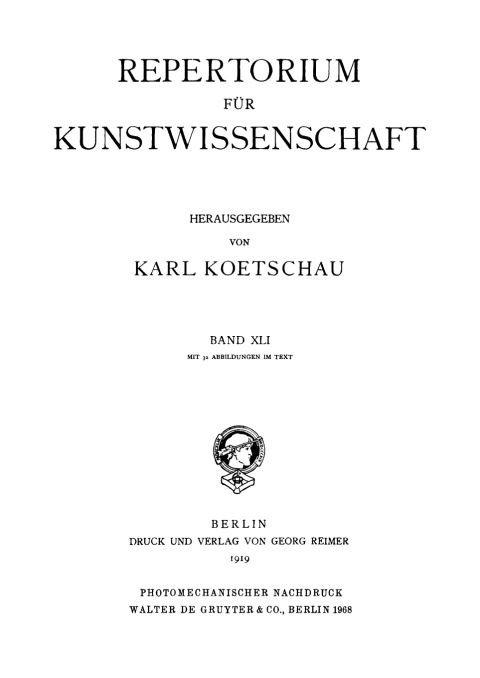 Cover image for book Repertorium für Kunstwissenschaft. Band 41