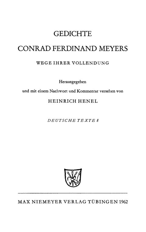 Cover image for book Gedichte Conrad Ferdinand Meyers