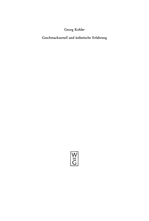 Cover image for book Geschmacksurteil und ästhetische Erfahrung