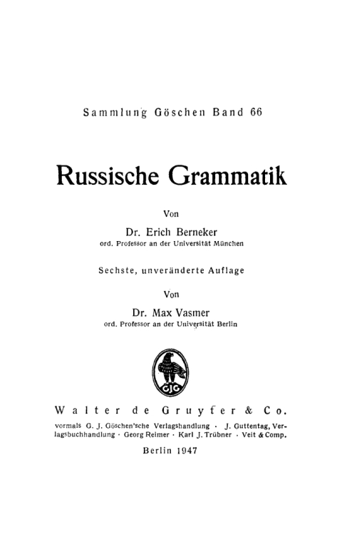 Cover image for book Russische Grammatik
