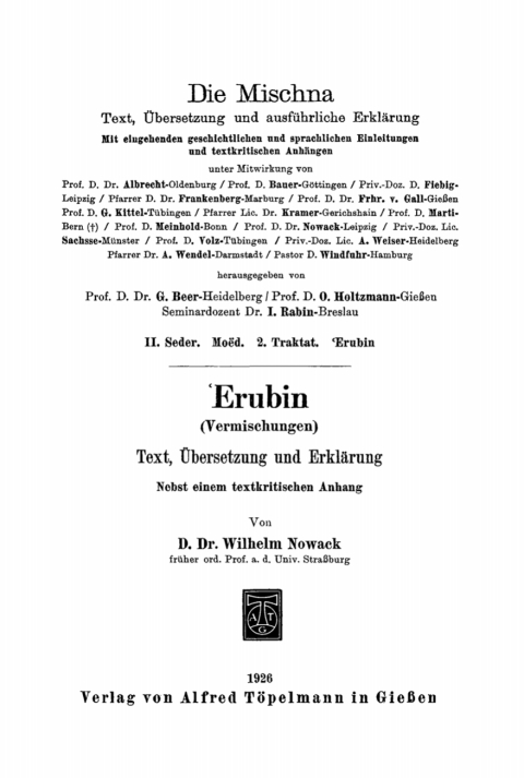 Cover image for book Erubin (Vermischungen)