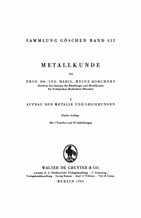 Cover image for book Aufbau der Metalle und Legierungen