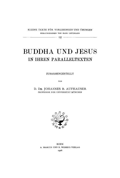 Cover image for book Buddha und Jesus in ihren Paralleltexten