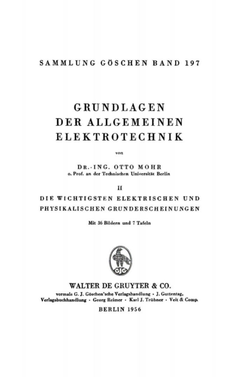 Cover image for book Die wichtigsten elektrischen und physikalischen Grunderscheinungen