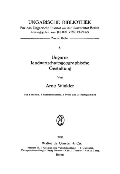 Cover image for book Ungarns landwirtschaftsgeographische Gestaltung