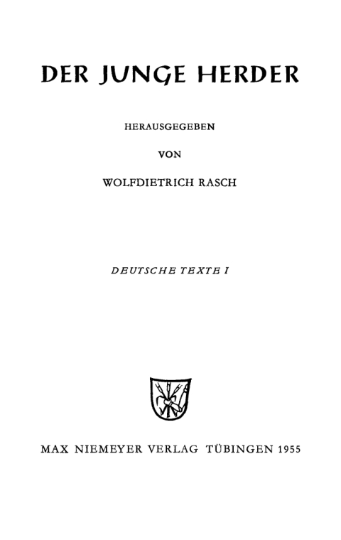Cover image for book Der junge Herder