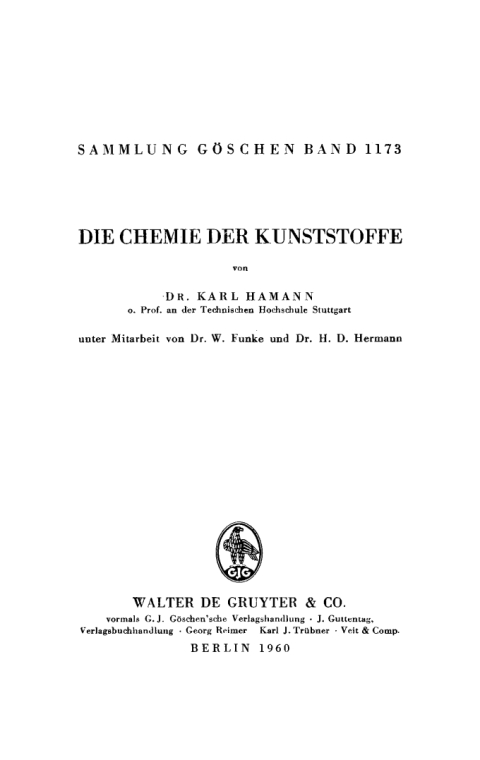 Cover image for book Die Chemie der Kunststoffe