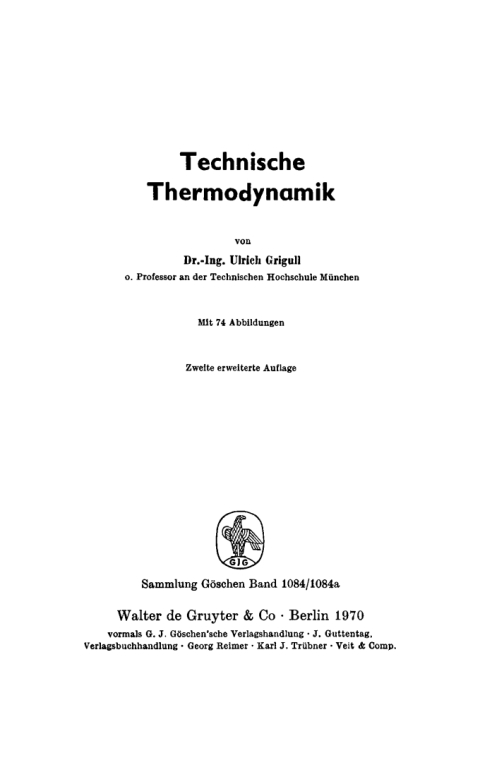 Cover image for book Technische Thermodynamik