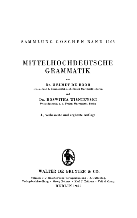 Cover image for book Mittelhochdeutsche Grammatik