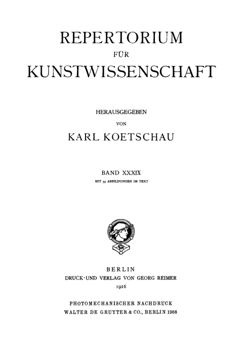 Cover image for book Repertorium für Kunstwissenschaft. Band 39