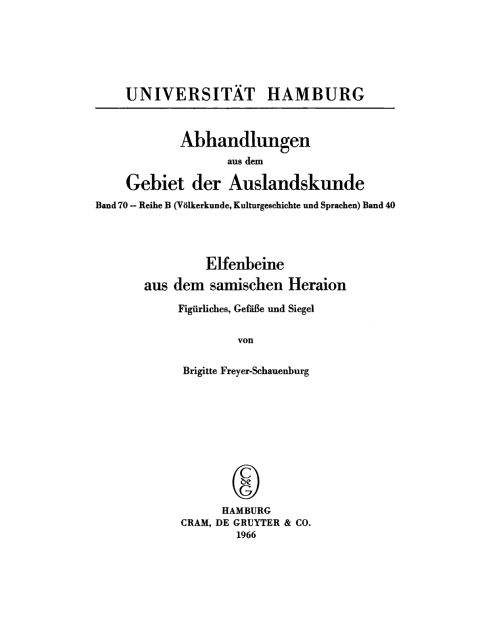Cover image for book Elfenbeine aus dem samischen Heraion