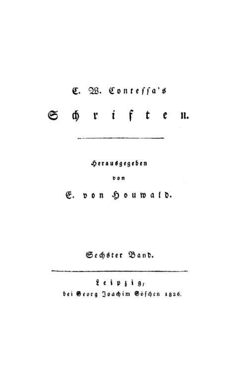 Cover image for book Carl Wilhelm Salice Contessa: Schriften. Band 6