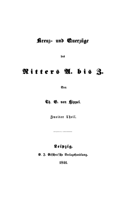 Cover image for book Th. G. Hippel: Kreuz- und Querzüge des Ritters A bis Z. Teil 2