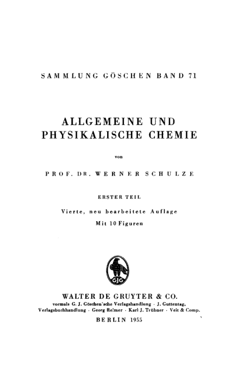 Cover image for book Allgemeine und physikalische Chemie. Teil 1