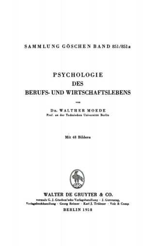 Psychologie des Berufs- und Wirtschaftslebens