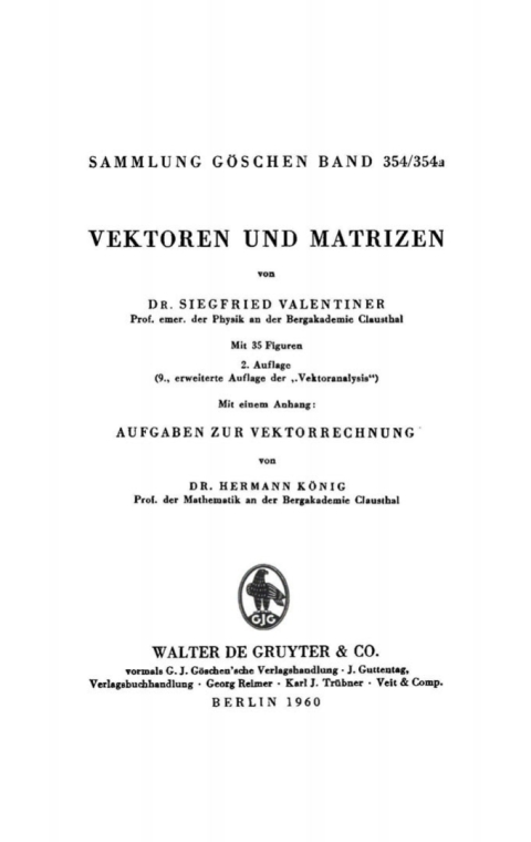 Cover image for book Vektoren und Matrizen
