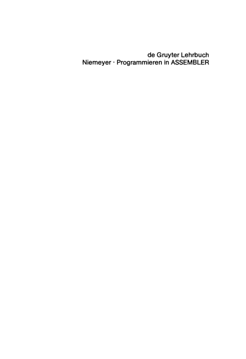 Cover image for book Einführung in das Programmieren in Assembler