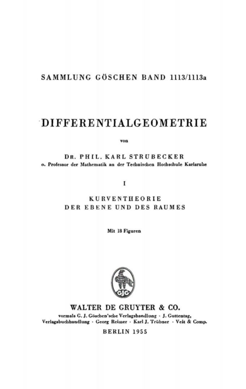 Page Fidelity Kurventheorie der Ebene und des Raumes; $179.81