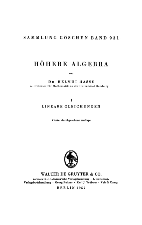 Cover image for book Lineare Gleichungen