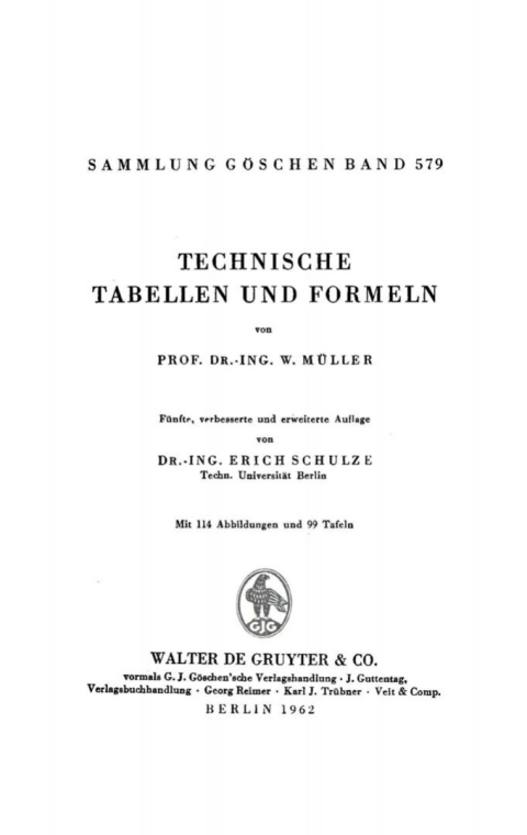 Cover image for book Technische Tabellen und Formeln