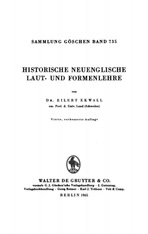 Cover image for book Historische neuenglische Laut- und Formenlehre