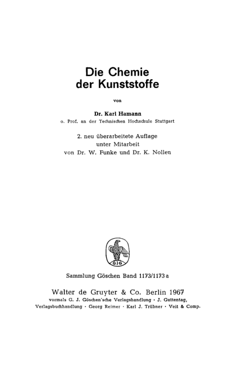 Cover image for book Die Chemie der Kunststoffe