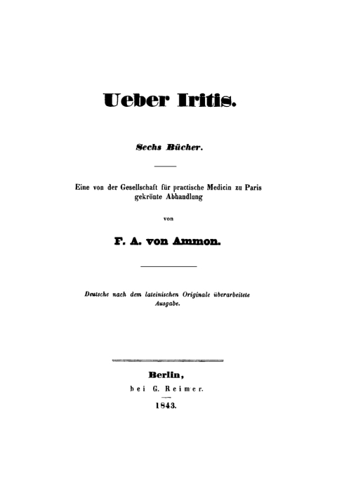 Cover image for book Über Iritis