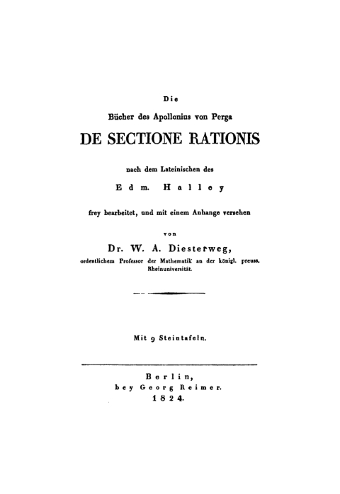 Cover image for book Die Bücher des Apollonius von Perga de sectione rationis