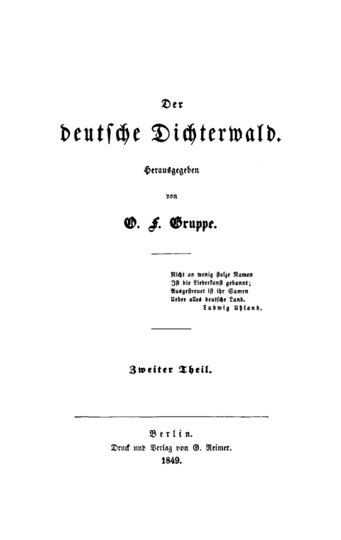 Cover image for book O. F. Gruppe: Der deutsche Dichterwald. Teil 2