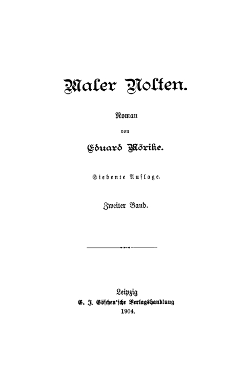 Cover image for book Eduard Mörike: Maler Nolten. Band 2