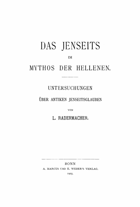 Cover image for book Das Jenseits im Mythos der Hellenen