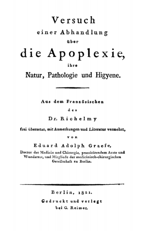 Cover image for book Versuch einer Abhandlung über die Apoplexie, ihre Natur, Pathologie und Higyene