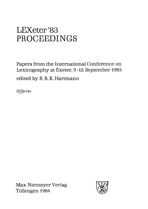 Cover image for book LEXeter '83: proceedings