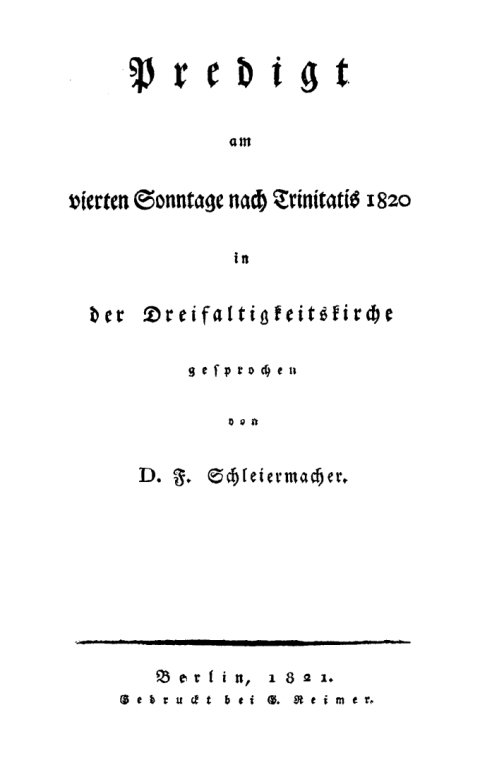 Cover image for book Predigt am vierten Sonntage nach Trinitatis 1820 in der Dreifaltigkeitskirche